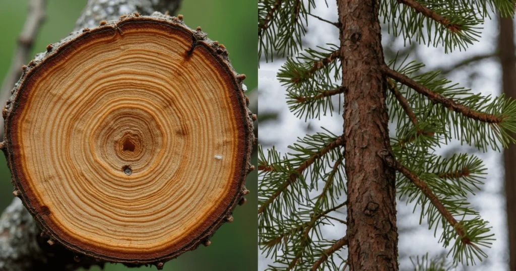 pine branch xylem
